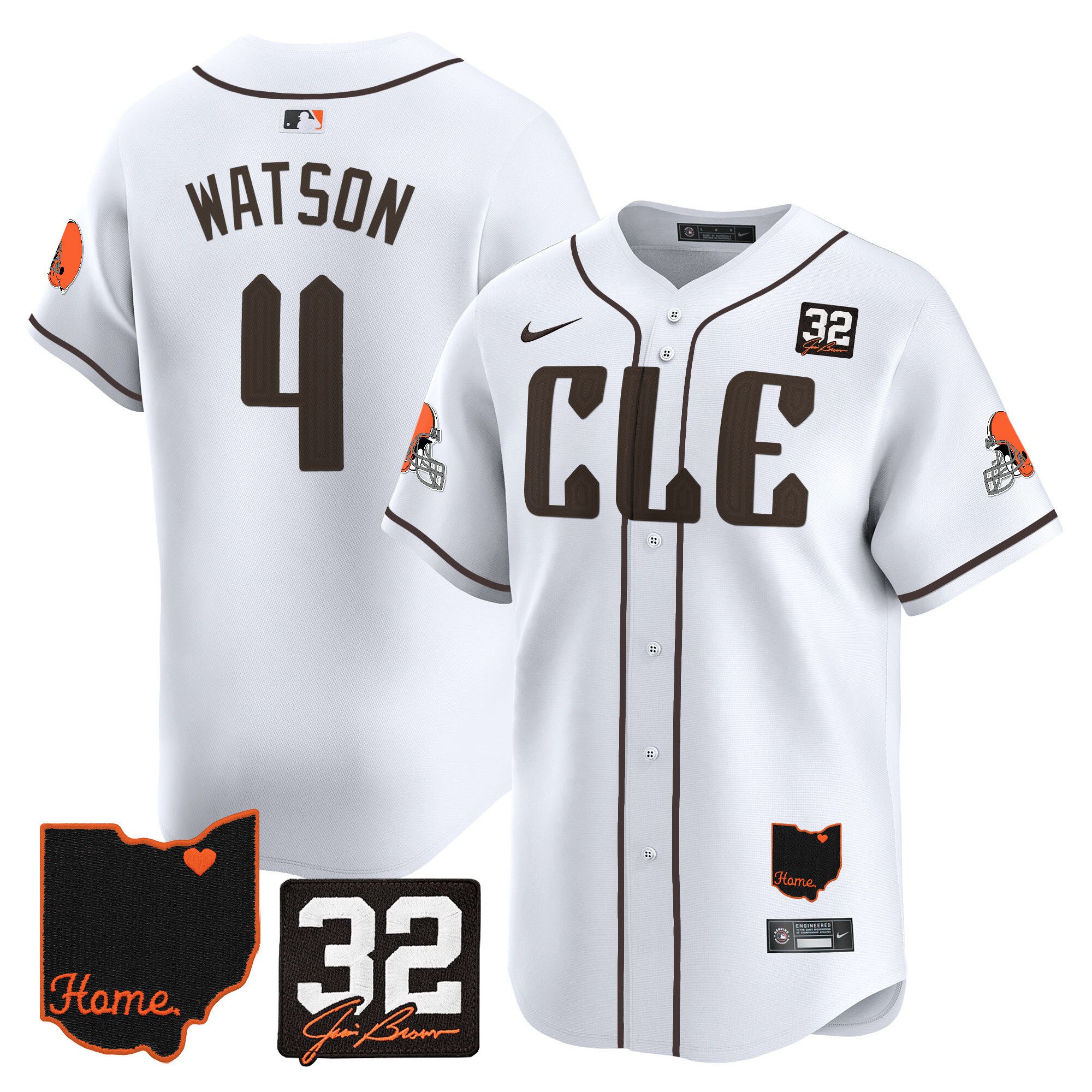 Men Cleveland Browns 4 Watson White Home Patch Vapor Premier Limited 2024 Nike NFL Jersey